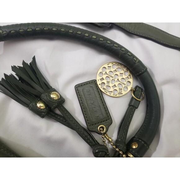 COACH Limited Edition Hamptons Flap Bag, 15400, Green Leather Shoulder Purse - Picture 6 of 16